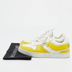 Celine White/Yellow Leather Low Top Sneakers Size 39