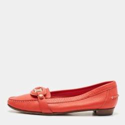 Celine Orange Leather Logo Loafer Ballet Flats Size 39