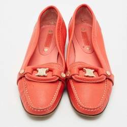 Celine Orange Leather Logo Loafer Ballet Flats Size 39