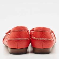 Celine Orange Leather Logo Loafer Ballet Flats Size 39