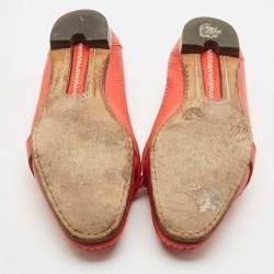 Celine Orange Leather Logo Loafer Ballet Flats Size 39