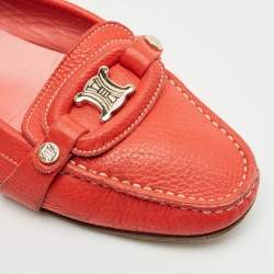 Celine Orange Leather Logo Loafer Ballet Flats Size 39