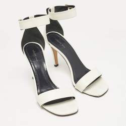 Celine White Leather Ankle Strap Sandals Size 36.5