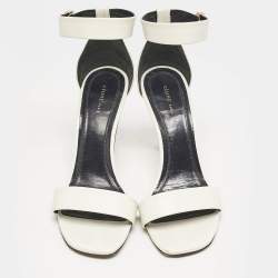 Celine White Leather Ankle Strap Sandals Size 36.5