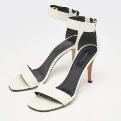 Celine White Leather Ankle Strap Sandals Size 36.5