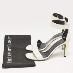 Celine White Leather Ankle Strap Sandals Size 36.5