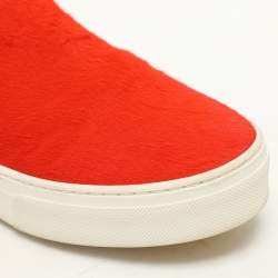 Celine Orange Calf Hair Slip On Sneakers Size 36