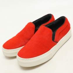 Celine Orange Calf Hair Slip On Sneakers Size 36