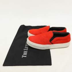 Celine Orange Calf Hair Slip On Sneakers Size 36
