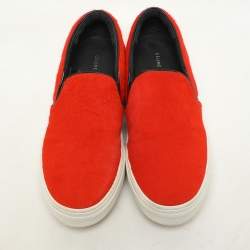 Celine Orange Calf Hair Slip On Sneakers Size 36