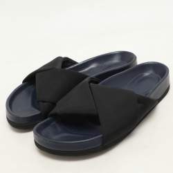 Celine Black Nylon Criss Cross Slide Sandals Size 35