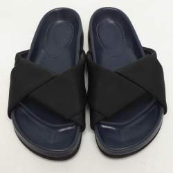 Celine Black Nylon Criss Cross Slide Sandals Size 35