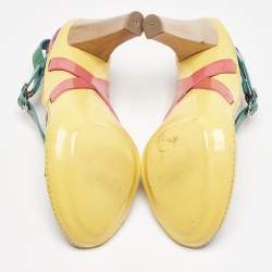 Celine Multicolor Patent And Leather Strappy Slingback Sandals Size 38
