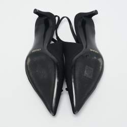 Pre Owned Celine Black Fabric Logo Pointed Toe Alma Triomphe Slingback Pumps Size 40