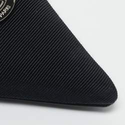 Pre Owned Celine Black Fabric Logo Pointed Toe Alma Triomphe Slingback Pumps Size 40