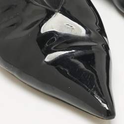 Pre Owned Celine Black Leather V-Neck Ballet Flats Size 40