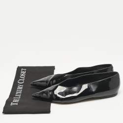 Pre Owned Celine Black Leather V-Neck Ballet Flats Size 40