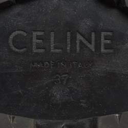 Pre Owned Celine Tan Leather Triomphe frame Margaret Slip On Loafers Size 37