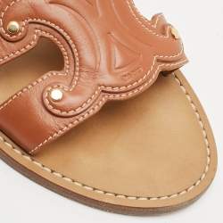 مملوكة مسبقًا Celine Brown Leather Marina Flat Slides Size 38.5
