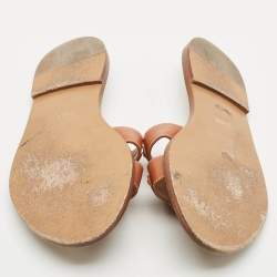 مملوكة مسبقًا Celine Brown Leather Marina Flat Slides Size 38.5