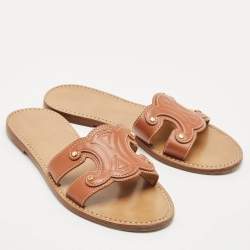 مملوكة مسبقًا Celine Brown Leather Marina Flat Slides Size 38.5