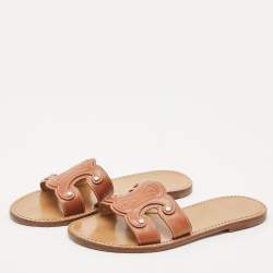 مملوكة مسبقًا Celine Brown Leather Marina Flat Slides Size 38.5