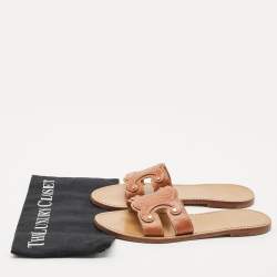 مملوكة مسبقًا Celine Brown Leather Marina Flat Slides Size 38.5