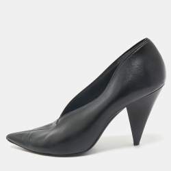 Celine Black Leather V Neck Pumps Size 38
