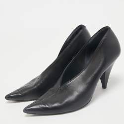 Celine Black Leather V Neck Pumps Size 38