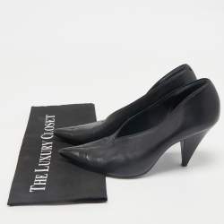 Celine Black Leather V Neck Pumps Size 38