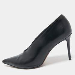 Celine Black Leather V Neck Pumps Size 38