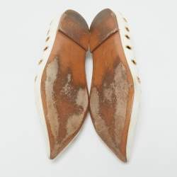 Celine Cream Leather Eyelet Detail Ballet Flats Size 38