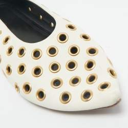 Celine Cream Leather Eyelet Detail Ballet Flats Size 38
