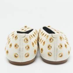 Celine Cream Leather Eyelet Detail Ballet Flats Size 38