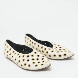 Celine Cream Leather Eyelet Detail Ballet Flats Size 38