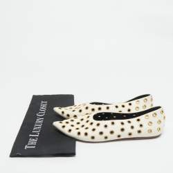 Celine Cream Leather Eyelet Detail Ballet Flats Size 38