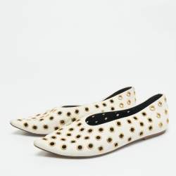 Celine Cream Leather Eyelet Detail Ballet Flats Size 38