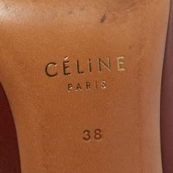 Celine Brown Brick Leather V Neck Pointed Toe Pumps Size 38