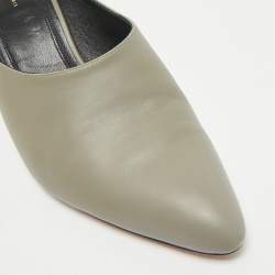 Pre Owned Celine Grey Leather Pointed Toe  Mules Size 37.5