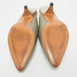 Pre Owned Celine Grey Leather Pointed Toe  Mules Size 37.5