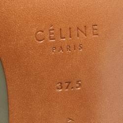 Pre Owned Celine Grey Leather Pointed Toe  Mules Size 37.5