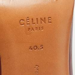 Pre Owned Celine Burgundy Leather V Neck Round Toe Block Heel Pumps Size 40.5