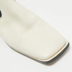 Pre Owned Celine White Leather Square Toe Ankle Boots Size 36
