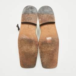 Pre Owned Celine White Leather Square Toe Ankle Boots Size 36