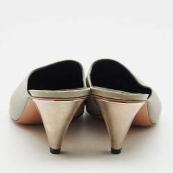 Pre Owned Celine Light Grey Leather Pointed Toe Mules Size 40
