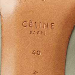 Pre Owned Celine Light Grey Leather Pointed Toe Mules Size 40