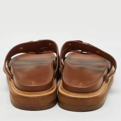 Celine Brown Leather Tippi Slide Sandals Size 39