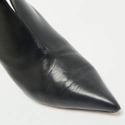 Pre Owned Celine Black Leather V Neck Slingback Pumps Size 37