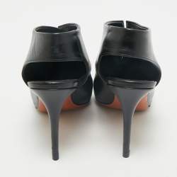 Pre Owned Celine Black Leather V Neck Slingback Pumps Size 37