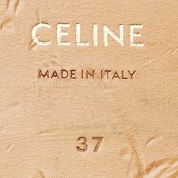 Celine Gold Leather Studded Ankle Wrap Flat Sandals Size 37